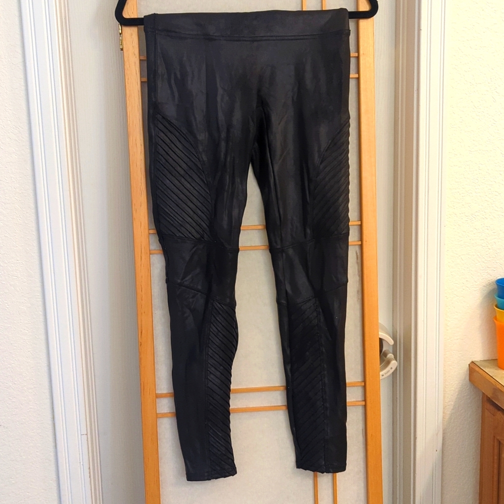 Spanx faux leather moto leggings large